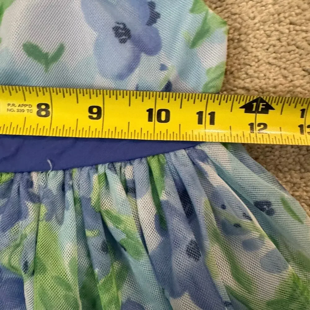 Gymboree Girl Watercolor Lined Blue Purple Dress Summer party Wedding 5T EUC